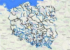 Stany wody w rzekach 26 maja 2025 r.; źródło: IMGW