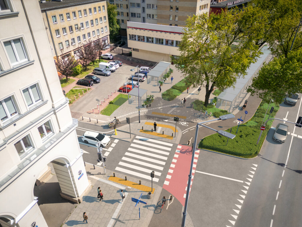 Rowery i drzewa w Al. Jana Pawła II